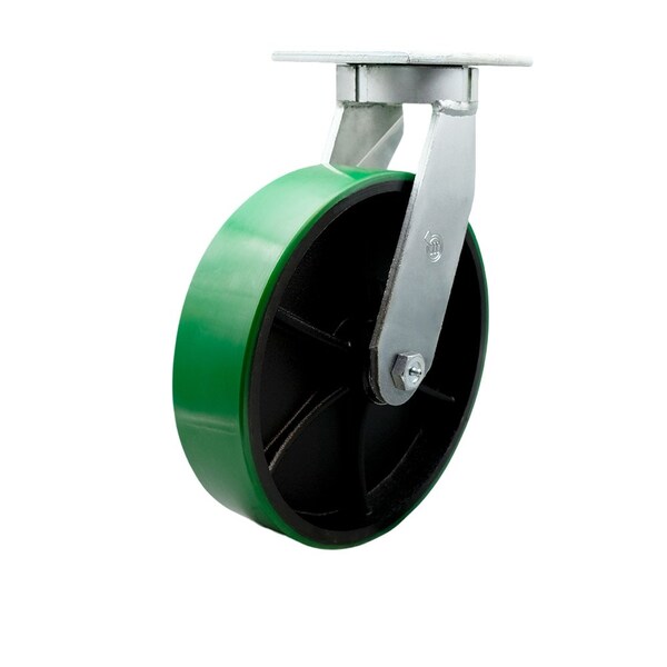 Service Caster 10'' Extra Heavy Duty Green Poly on Cast Iron Wheel Swivel Top Plate Caster CRAN-SCC-KP92S1030-PUR-GB - main